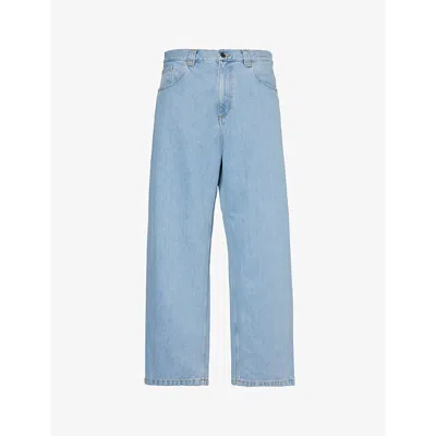 Carhartt Wip Mens Blue Brandon Logo-patch Wide-leg Jeans