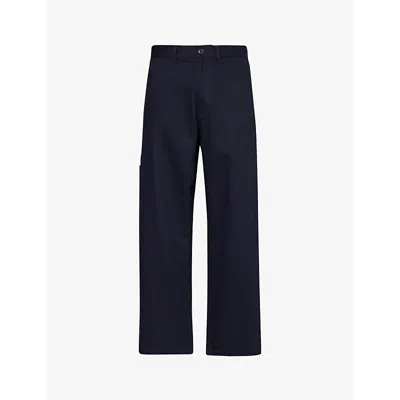 Carhartt Wip Mens Dark Navy Midland Relaxed-fit Wide-leg Cotton Trousers