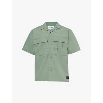 Carhartt Wip Mens Park Evers Brand-patch Woven Shirt In Green