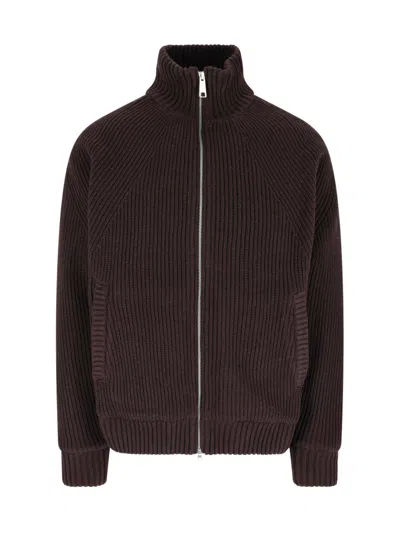 Carhartt Ribbed Wool Blend Zip-up Cardigan In Brown