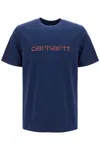 Carhartt Ribbed Crew Neck Cotton T-shirt In Blue