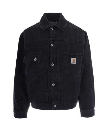 Carhartt Wip Men's Snake Camo 100% Cotton 'smith' Denim Coat In Snake Camo, Black