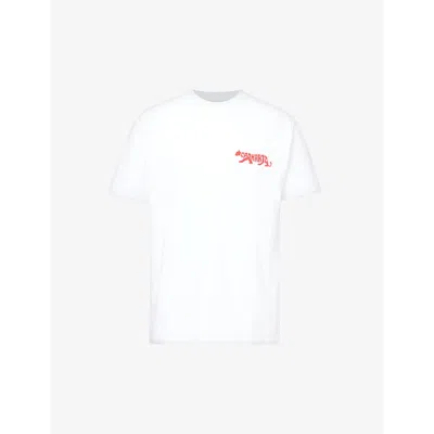 Carhartt Wip Mens White Rocky Brand-print Organic-cotton T-shirt