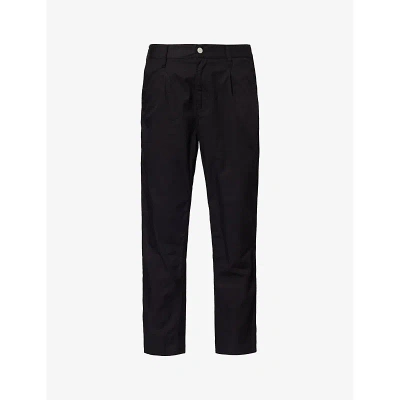 Carhartt Wip Mens Black Abbott Brand-patch Straight-leg Regular-fit Cotton Trousers