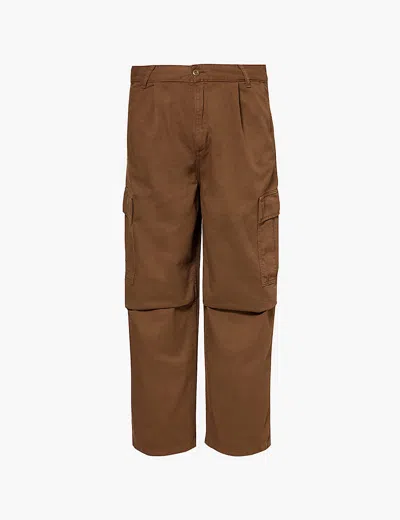 Carhartt Wip Mens Chocolate Cole Flap-pocket Wide-leg Cotton Twill Trousers In Brown
