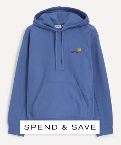 Carhartt Wip Mens Hooded American Script Sweatshirt In Blue