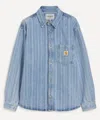 Carhartt Striped Cotton Shirt Jacket With Chest Pocket In Blue