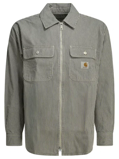 Carhartt Wip Mercer Grey Cotton Overshirt Jacket In Black