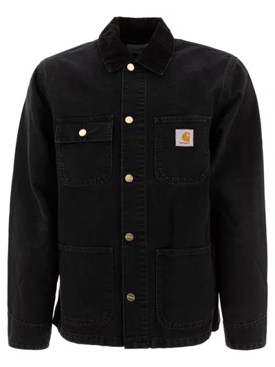 Carhartt Wip Logo Patch Michigan Coat In Black
