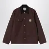 Carhartt Sturdy Dark Brown Jacket With Black Collar In Brown