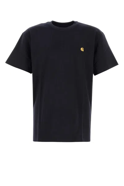 Carhartt Wip Midnight Blue Cotton S/s Chase T Shirt In Black