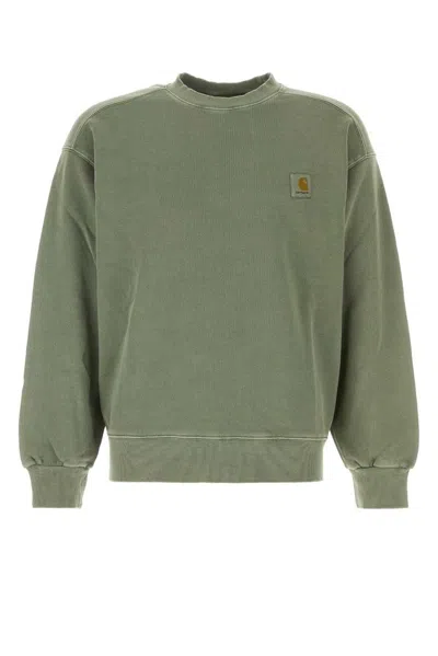 Carhartt Cotton Nelson Sweat With Ribbed Cuffs And Hem In Green