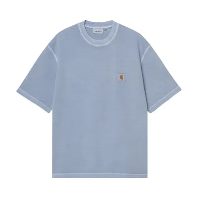 Pre-owned Carhartt Wip Nelson Waffle T-shirt 'gentle Blue (garment Dyed)' | Men's Size M