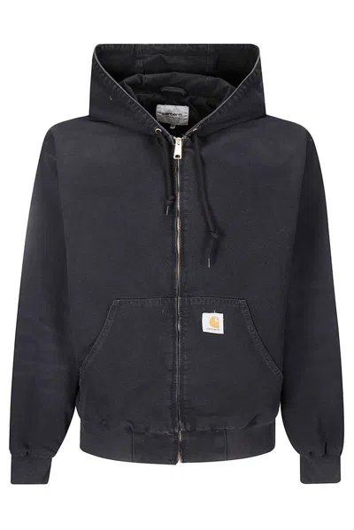 Carhartt Logo Patch Hooded Jacket In Black