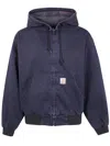 Carhartt Hooded Zip Shirt Jacket In Blue