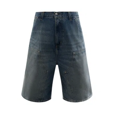 Pre-owned Carhartt Wip Og Aden Double Knee Shorts 'blue (grind Wash)' | Men's Size Xl