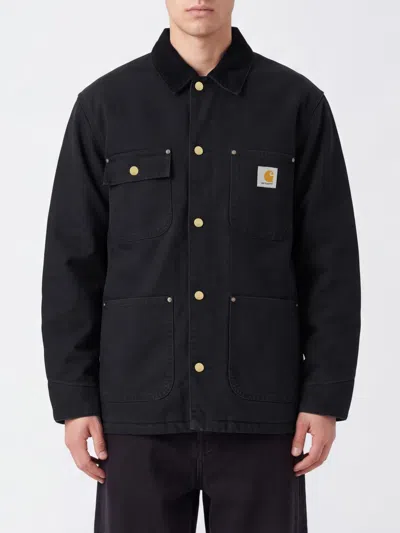 Carhartt Wip Og Chore Cotton Jacket With Corduroy Collar In Black