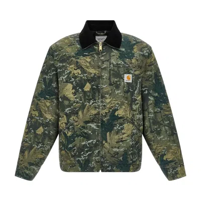 Pre-owned Carhartt Wip Og Detroit Jacket 'camo Combi/green/black (stone Washed)' | Multi-color | Men's Size Xl