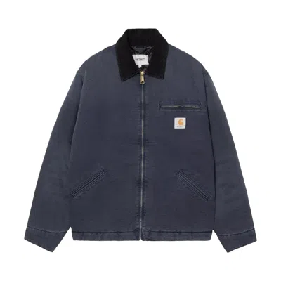Pre-owned Carhartt Wip Og Detroit Jacket 'dark Navy/black (stone Canvas)' | Blue | Men's Size Xl