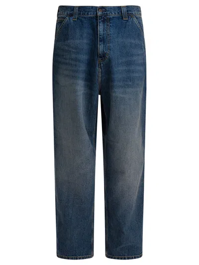 Carhartt Single Knee Denim Trousers Featuring Pockets In Blue