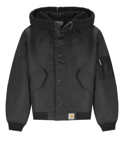 CARHARTT CARHARTT WIP OLTERO BLACK HOODED BOMBER JACKET
