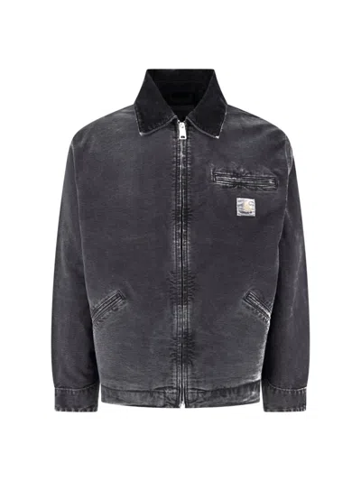 Carhartt Wip Organic Cotton Canvas Zip Jacket In Black