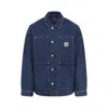 Carhartt Boxy Single-breasted Denim Jacket With Reinforced Pockets In Blue