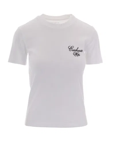 Carhartt Wip Organic Cotton Logo-embroidered T-shirt In White