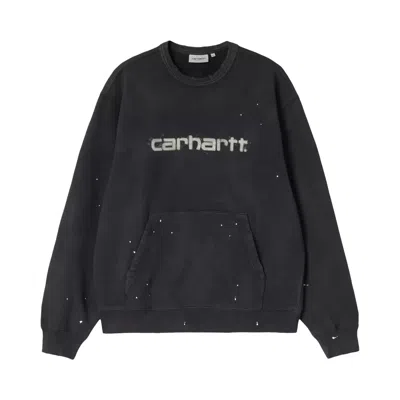 Pre-owned Carhartt Wip Painter Sweatshirt 'black (destroy Wash, Splatter)' | Men's Size L