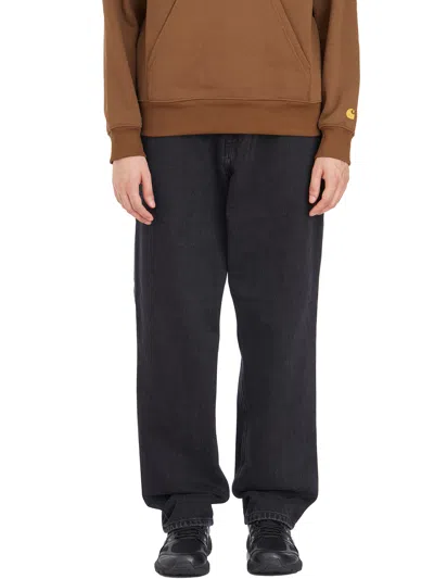 Carhartt Wip Pantalone In Denim Single Knee In Black