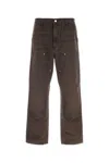 Carhartt Double Knee Wide-leg Organic Cotton-canvas Carpenter Trousers In Brown