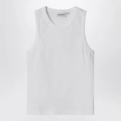 Carhartt Philips Ribbed Knit Logo Tank Top In White