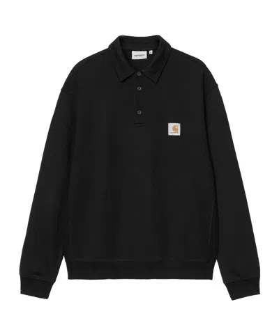 Carhartt Work In Progress French Terry Polo Sweatshirt In Black