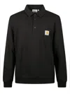 Carhartt Wip Polo Sweatshirt In Cotton Swea In Black