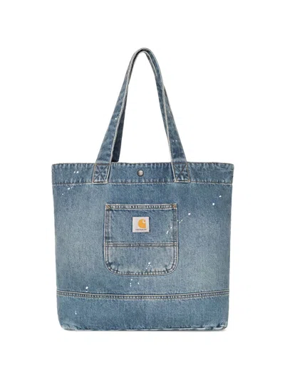 Carhartt Wip Pre Denim Cotton Tote In Blue