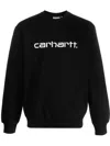 Carhartt Wip Pre Logo Cotton Crewneck Sweatshirt In Black