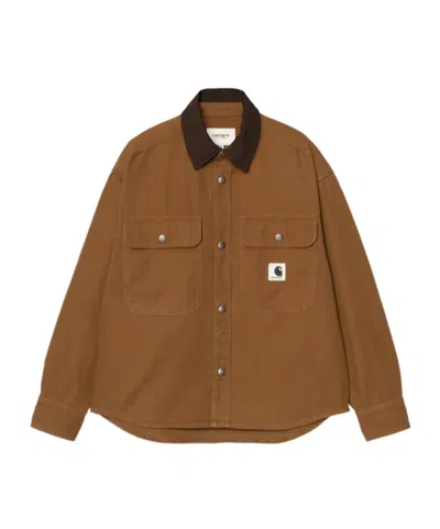 Carhartt Wip Prescott Corduroy-collar Jacket In Brown