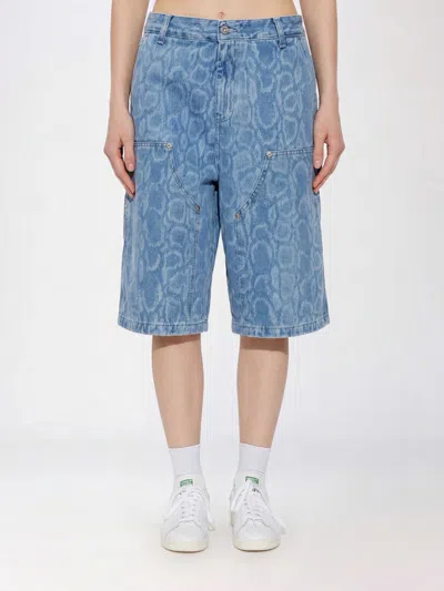 Carhartt Wip Python Print Denim Bermuda Shorts Snake Nixon Double Knee In Blue