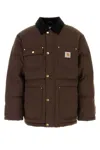 Carhartt Stylish Short Jacket Featuring Buttoned Pockets In Brown