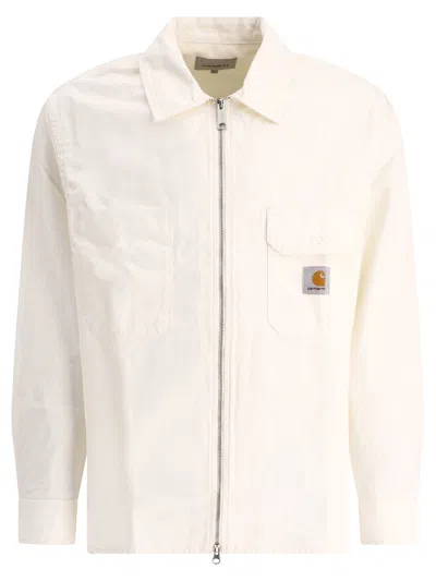 Carhartt Rainer Herringbone Shirt Jacket In White