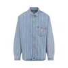 Carhartt Striped Cotton Shirt Jacket With Chest Pocket In Blue