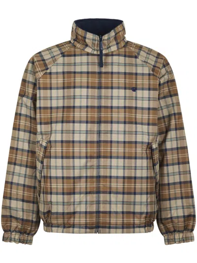 Carhartt Wip Reversible Plaid Planer Jacket With Classic High Collar In Brown