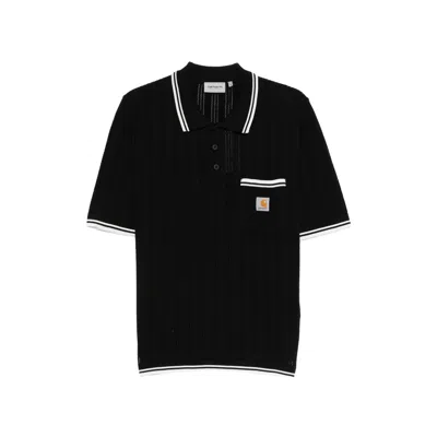 Carhartt Wip Ribbed Cotton With Chest Pocket Polo In Black