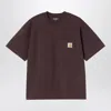 Carhartt Brown Round Neck Logo Patch T-shirt In Brown