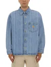 Carhartt Striped Cotton Shirt Jacket With Chest Pocket In Blue