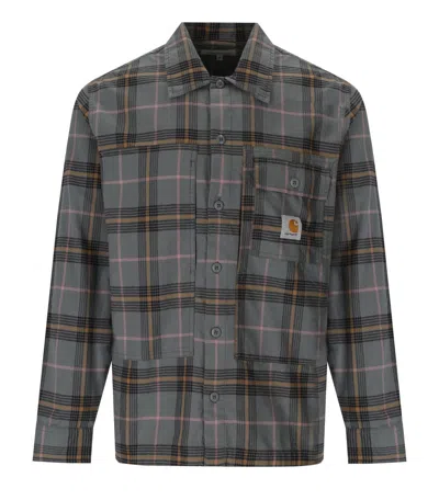 Carhartt Wip /s Hadley Check Grey Shirt In Black