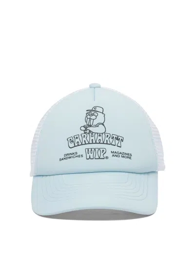 Carhartt Sandwich Graphic-print Mesh-panel Trucker Cap In Blue