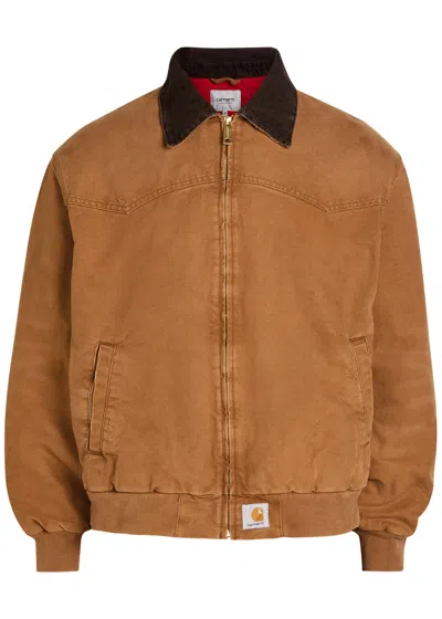 Carhartt Og Santa Fe Zip Corduroy-collar Jacket In Brown