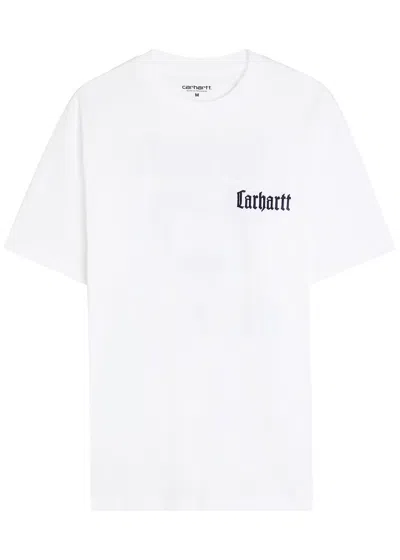Carhartt Wip Schooling Logo-embroidered Cotton T-shirt In White