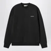 Carhartt Black Crewneck Sweatshirt With White Embroidered Logo In Black